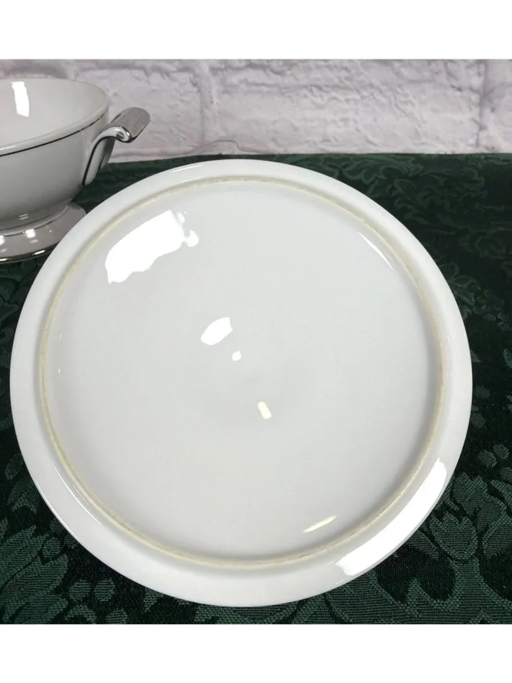 Vintage Sango Platina Sugar Bowl Lid Creamer Set  Japan MCM White Gray Platinum - Picture 10 of 16